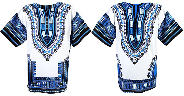 Camisa y camiseta Dashiki blanca y azul | Yamado / Angelina